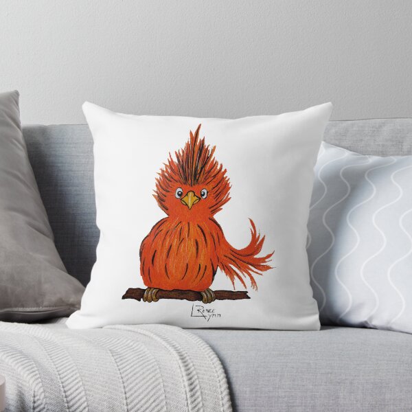 Orange Bird Throw Pillow