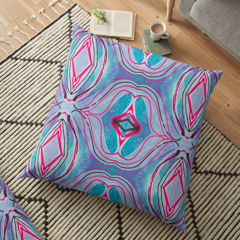 Fluid painting "neutralize your brain" kaleidoscope Floor Pillow
