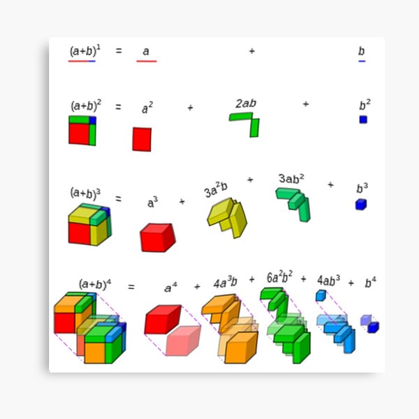 #Visualization of #binomial #expansion up to the 4th #power, binomial theorem Canvas Print