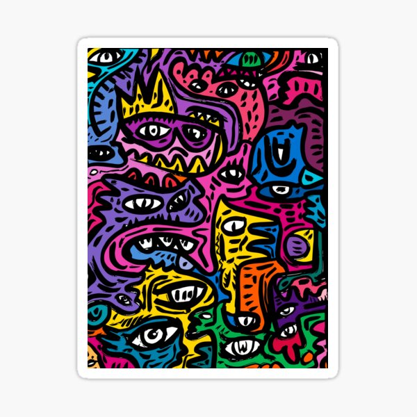 Monsters Street Art Stickers Redbubble - graffiti decal chaos roblox