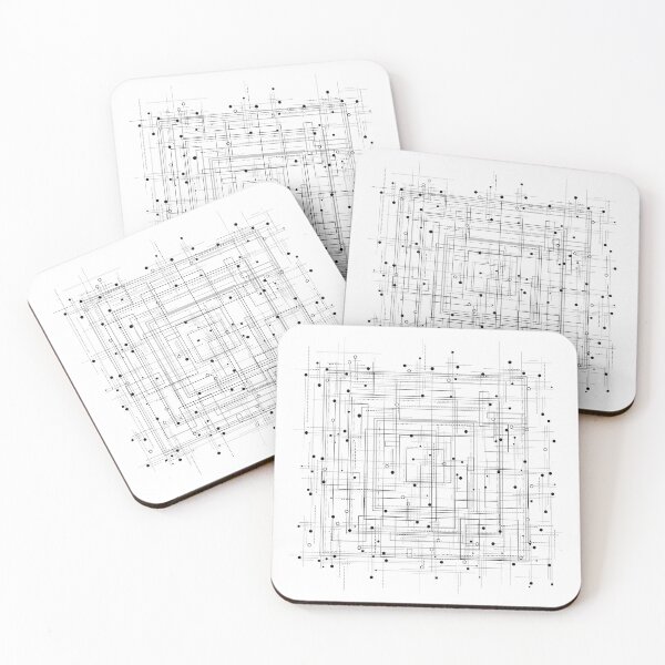Item preview, Black and white abstract geometric pattern with dots, shapes and lines designed and sold by GeometricEye.
