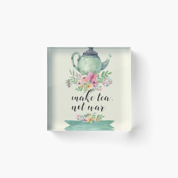 Item preview, Make tea not war Quote Kitchen Art Hand Lettering Calligraphy Pot Design Watercolor designed and sold by tanabe.