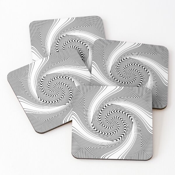 #Psychedelic #Hypnotic #Pattern, Visual #Illusion, Optical Art  Coasters (Set of 4)