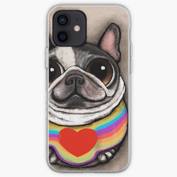 French Bulldog black and awhite and peace t-shirt iPhone Soft Case