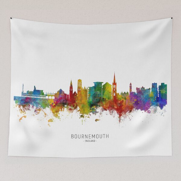 Aperçu de l'œuvre Bournemouth England Skyline créée et vendue par ArtPrints.