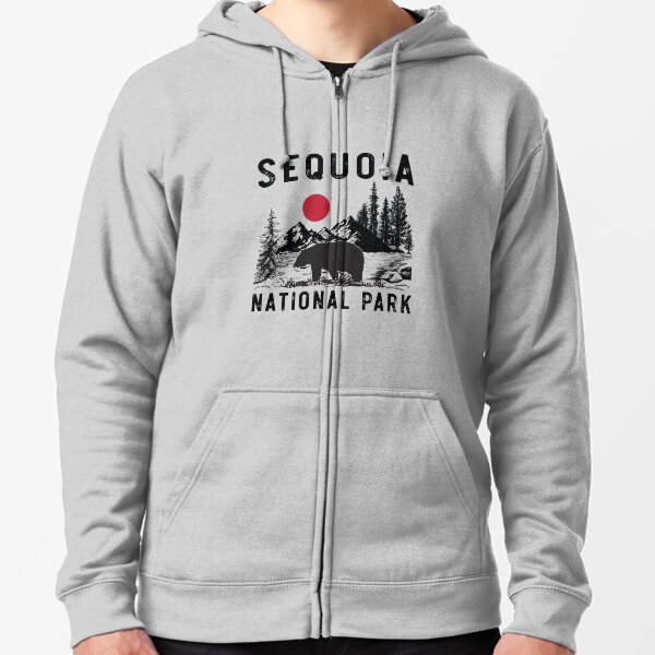Vintage Sequoia National Park California Black Bear Souvenir Zipped Hoodie