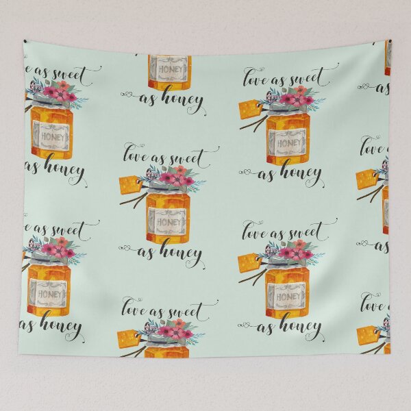 Item preview, Love as sweet as honey Quote Kitchen Art Watercolor designed and sold by tanabe.