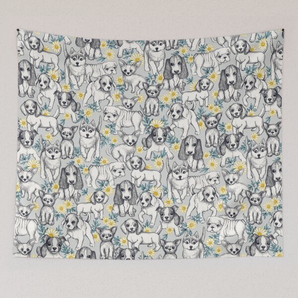 Item preview, Dogs and Daisies on Grey designed and sold by micklyn.