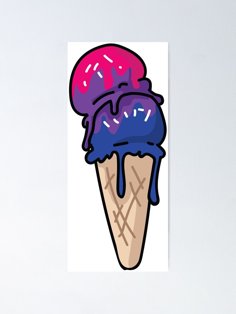 Cute Bisexual Ice Cream Cone Cartoon Vector Illustration Motif Set Poster By Limolida Redbubble