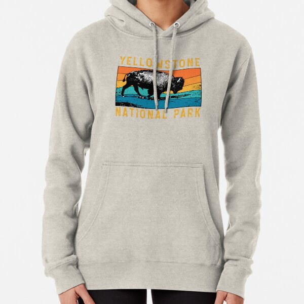 Vintage Yellowstone National Park Gifts Usa Bison Buffalo Pullover Hoodie