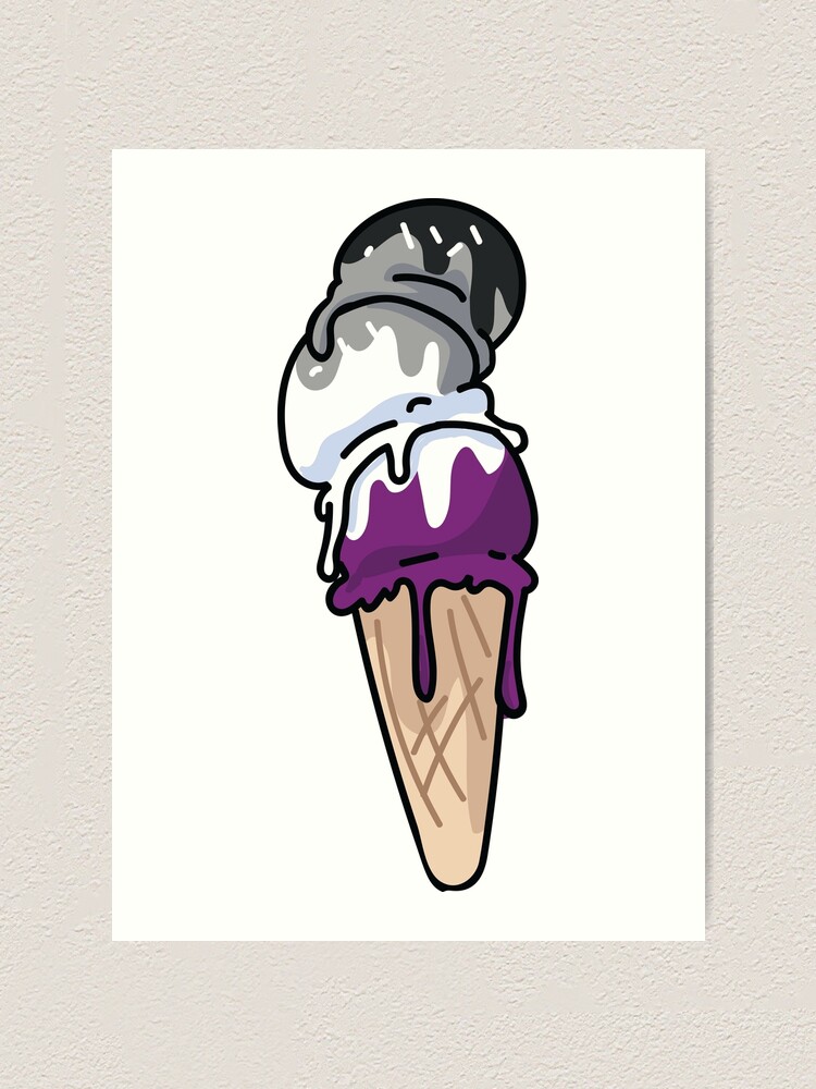 Cute Asexual Ice Cream Cone Cartoon Vector Illustration Motif Set Art Print By Limolida