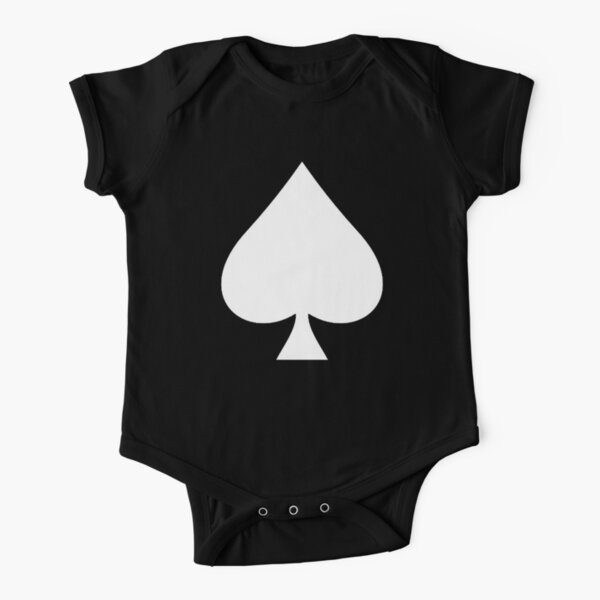 ACE. Ace of Spades, White on Black, Music, Motorbike, Hells Angels, Gang, Cards. Short Sleeve Baby One-Piece