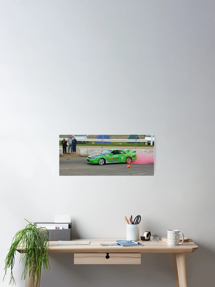 Thumbnail 2 of 3, Poster, Red Smoke Rising (Skyline R33 Drift Car) designed and sold by Rees Adams.