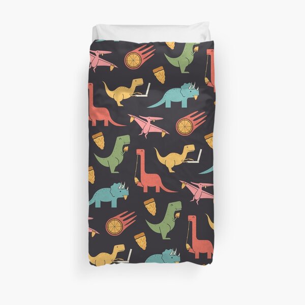 Pizza Dinos Duvet Cover