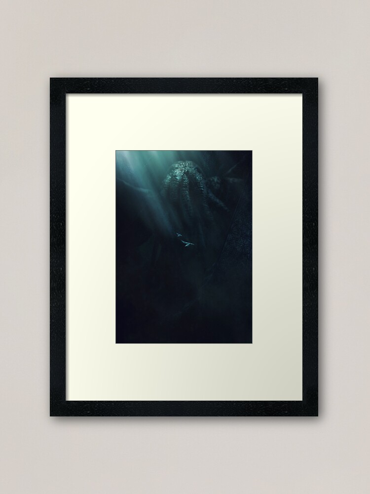 Alternate view of Cthulhu and the whales Framed Art Print