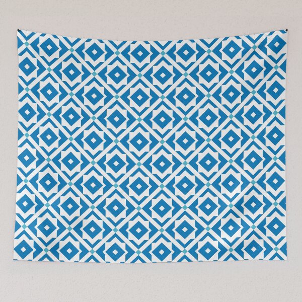 Item preview, Geometric Diamonds and Crosses in Pantone Brilliant Blue designed and sold by ilexdesigns.