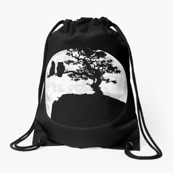 Owl And Pussy Cat Under The Moon Drawstring Bag