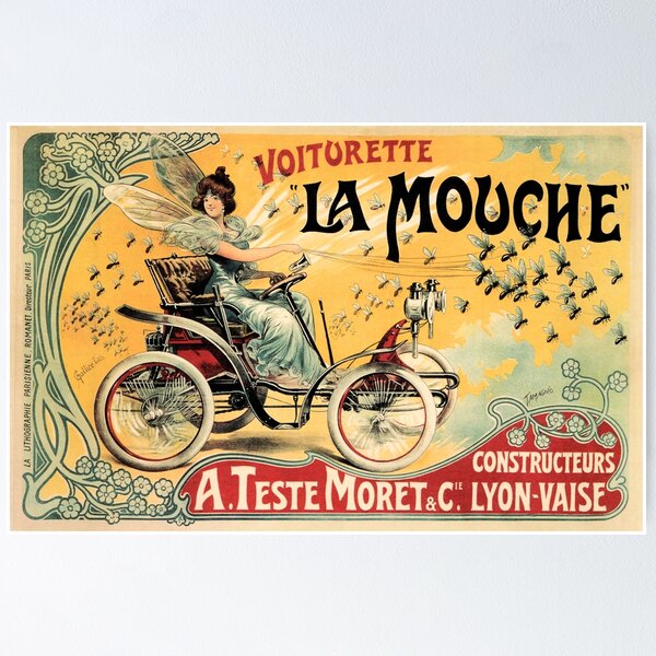 Voiturette La Mouche Fairy Flying Car Vintage French Advertisement Poster