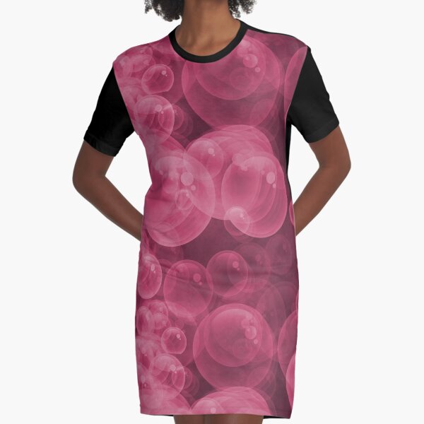 Large Pink Water Air Bubbles Graphic T-Shirt Dress