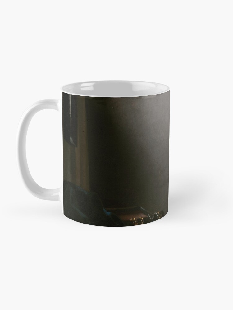 Alternate view of Woman Holding a Balance Oil Painting by Johannes Vermeer Mug