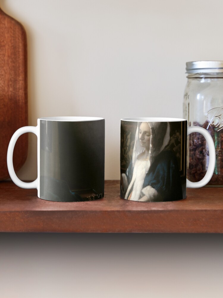 Alternate view of Woman Holding a Balance Oil Painting by Johannes Vermeer Mug