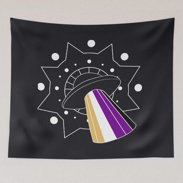 Item preview, [ NONBINARY PRIDE ] Beaming UFO designed and sold by trashyvoid-art.