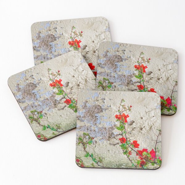 Item preview, Red Flowers Over Damaged Wall designed and sold by DFLC Prints.