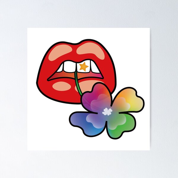 Item preview, RUNAWAY STEPH Design Red Rainbow Clover Mouth Classic T-shirt designed and sold by RunawaySteph.