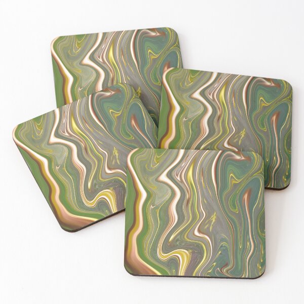 Item preview, Abstract Fluid Painting Wave Pattern Gold and Green designed and sold by Patricia Piotrak.
