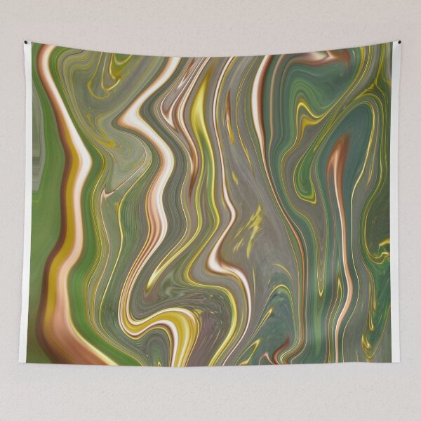 Aperçu de l'œuvre Modèle abstrait de vague de peinture fluide or et vert créée et vendue par Patricia Piotrak.