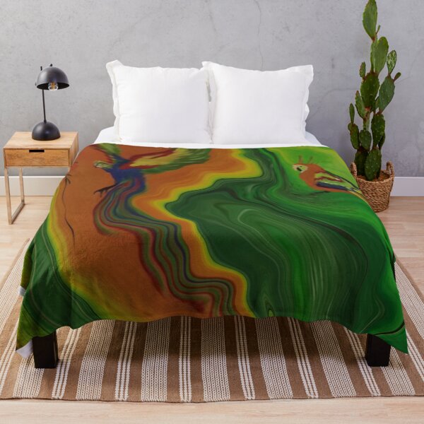 Item preview, Abstract Fluid Painting Wave Pattern Green Orange Parrots designed and sold by Patricia Piotrak.