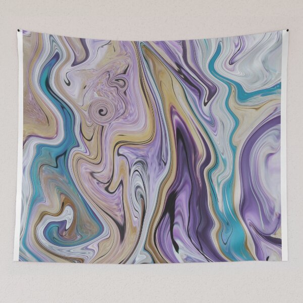 Item preview, Abstract Fluid Painting Wave Pattern Turquoise and Beige designed and sold by Patricia Piotrak.