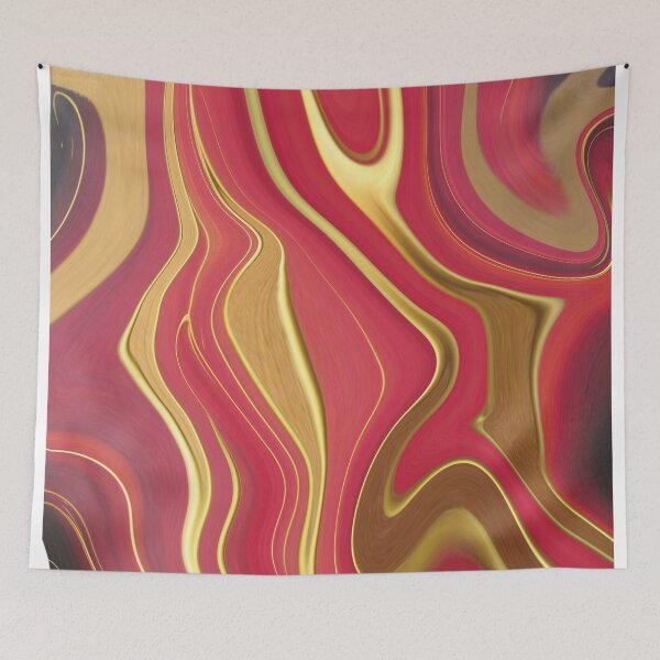 Item preview, Abstract Fluid Painting Wave Pattern Red and Gold designed and sold by Patricia Piotrak.