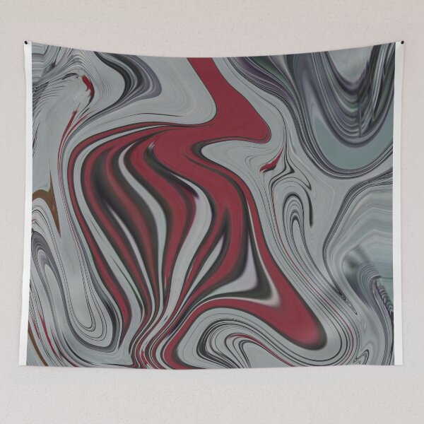 Item preview, Abstract Fluid Painting Wave Pattern Red and Gray designed and sold by Patricia Piotrak.