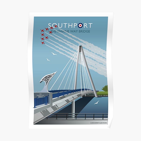 Red Arrows at Southport Marine Way Bridge Poster