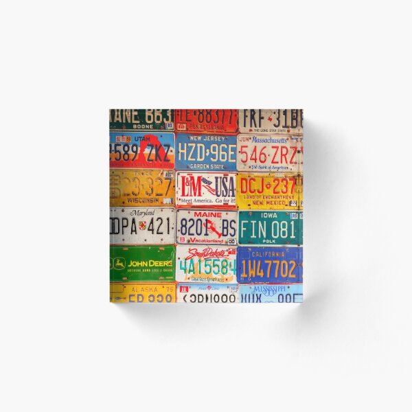 United States License Plates Art America Acrylic Block