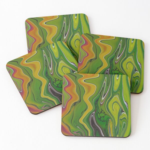 Item preview, Abstract Fluid Painting Wave Pattern Green and Orange designed and sold by Patricia Piotrak.