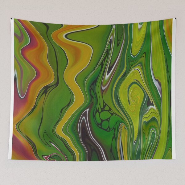 Item preview, Abstract Fluid Painting Wave Pattern Green and Orange designed and sold by Patricia Piotrak.