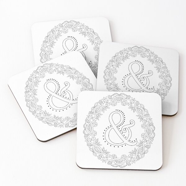 Item preview, Letter & Black And White Wreath Ampersand Monogram Initial Sign Symbol designed and sold by theartofvikki.