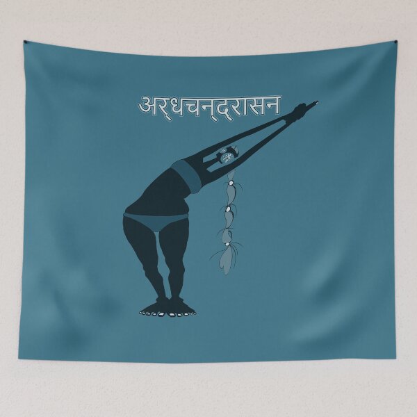 Item preview, Ardha Chandrasana Half-Moon Pose with Sanskrit Name - Yoga Series designed and sold by Religatio.