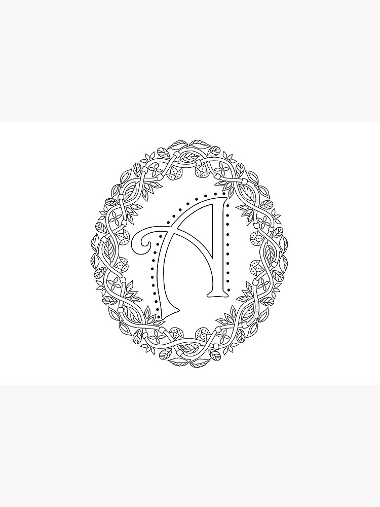 Letter A Black And White Wreath Monogram Initial by theartofvikki
