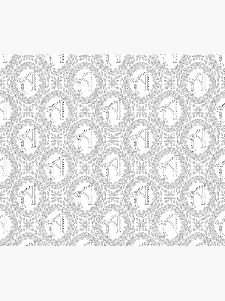 Letter A Black And White Wreath Monogram Initial by theartofvikki