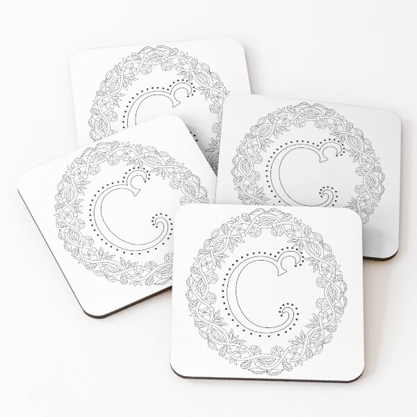 Item preview, Letter C Black And White Wreath Monogram Initial designed and sold by theartofvikki.