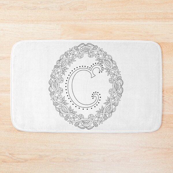Item preview, Letter C Black And White Wreath Monogram Initial designed and sold by theartofvikki.