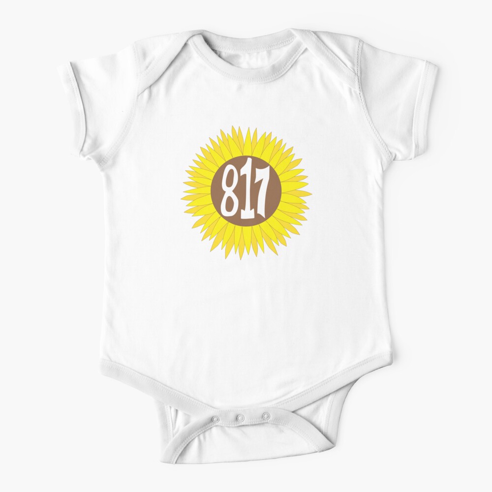 Hand Drawn Texas Sunflower 817 Area Code Baby One Piece By Itsrturn Redbubble