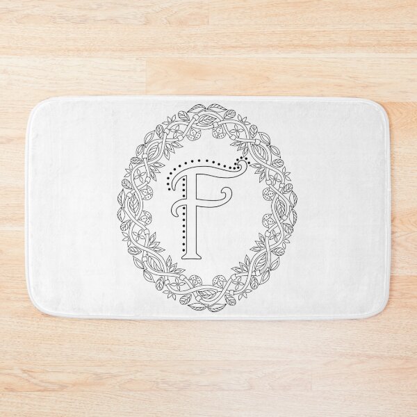 Item preview, Letter F Black And White Wreath Monogram Initial designed and sold by theartofvikki.