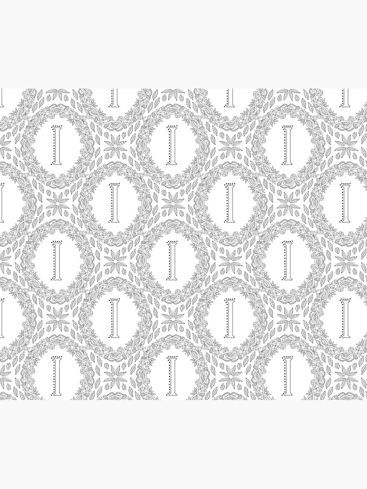 Letter I Black And White Wreath Monogram Initial by theartofvikki