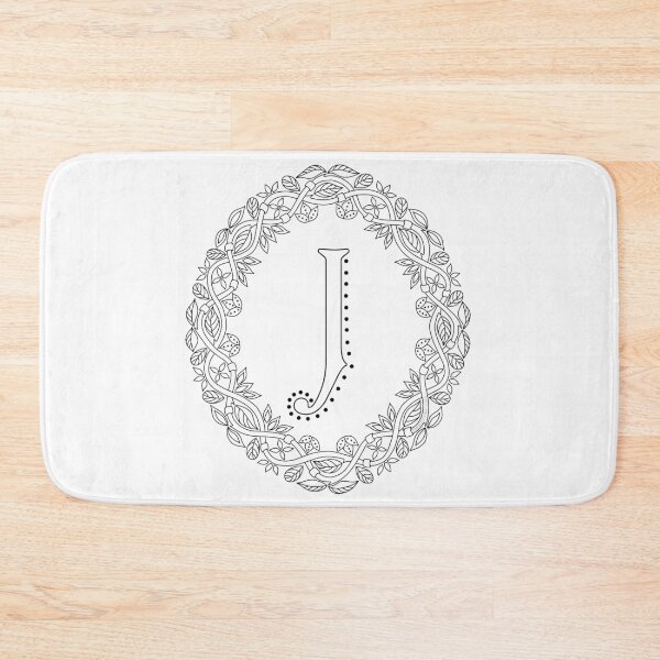 Item preview, Letter J Black And White Wreath Monogram Initial designed and sold by theartofvikki.