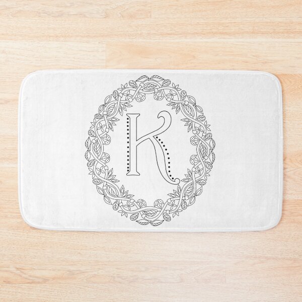 Item preview, Letter K Black And White Wreath Monogram Initial designed and sold by theartofvikki.