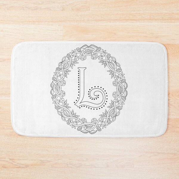 Item preview, Letter L Black And White Wreath Monogram Initial designed and sold by theartofvikki.